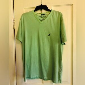 Nautica Light Green V-Neck Polo with Small Logo